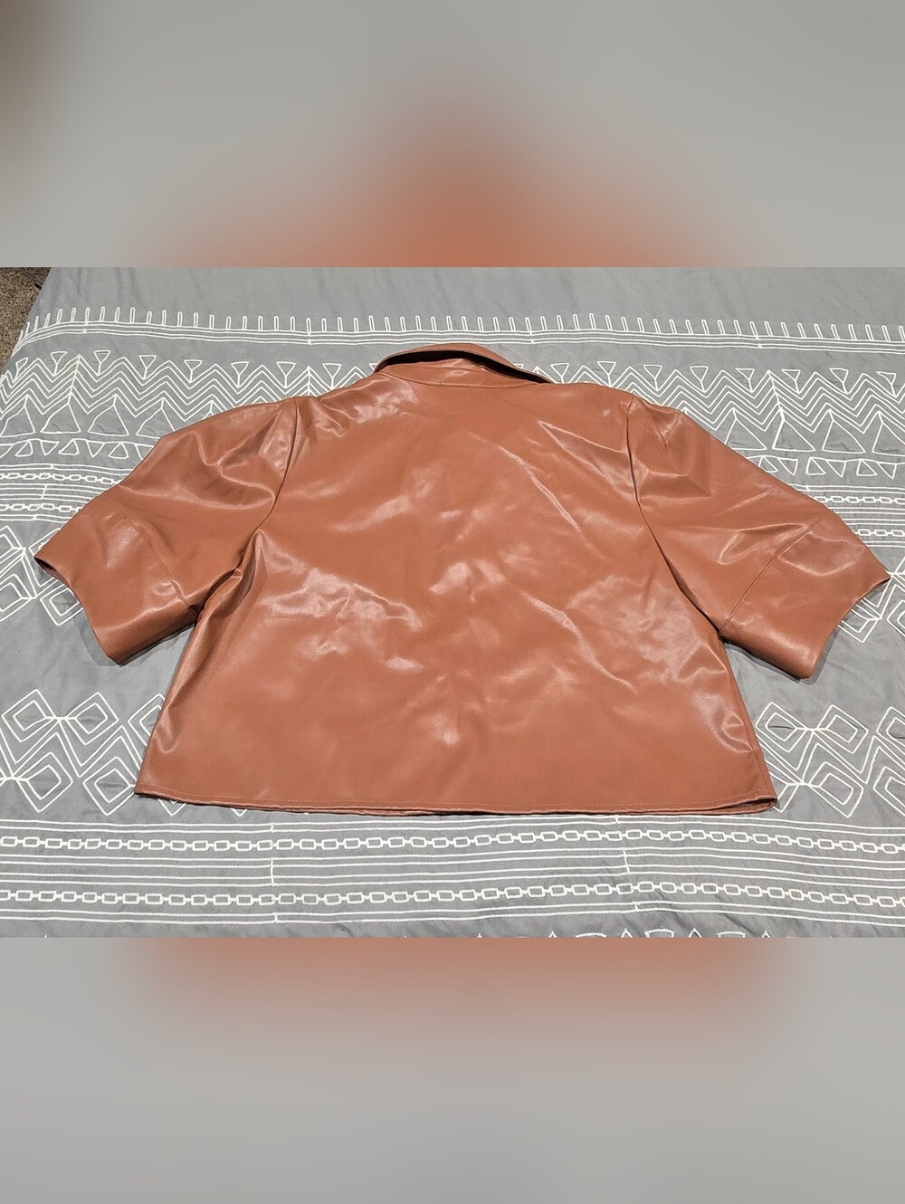 Maeve Lantern Sleeve Faux Leather Blouse Size Medium - Picture 6 of 7